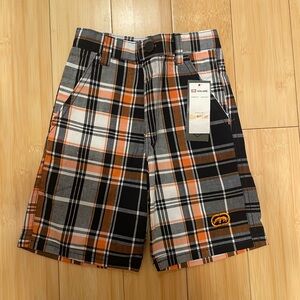 Ecko Unlimited Kids Plaid Pants in Black, Orange, and White
